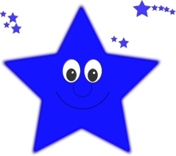 Face Star Clipart - Blue Star With Face (600x533)