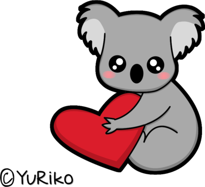 I Love Koalas By O Yuriko O - Koala In Love (400x366)