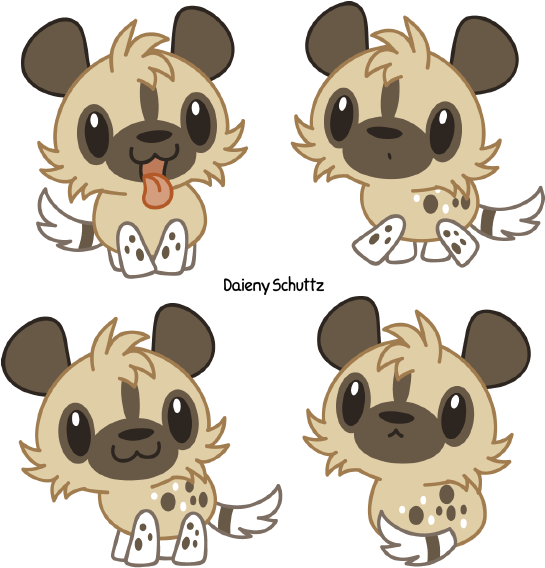 Chibi African Wild Dog By Daieny - Cartoon (597x620)
