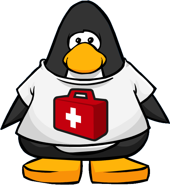 Provide Medical Help T-shirt From A Player Card - Club Penguin Popcorn (599x619)