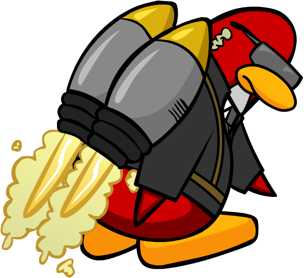 Jet Pack Guy About To Take Off - Club Penguin Jet Pack (614x562)