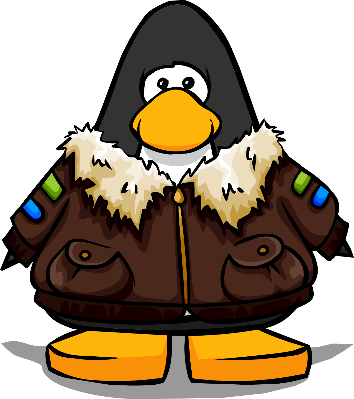 Leather Pilots Jacket On A Player Card - Club Penguin Drum (1380x1554)