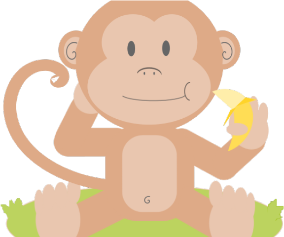 Baby Monkey Clipart - Custom Monkey Eating Banana Throw Blanket (640x480)