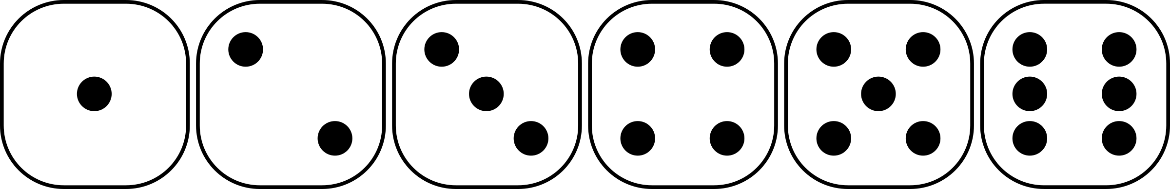 Dice Clipart Six Sided - Individual Dice Sides 1 (2400x389)