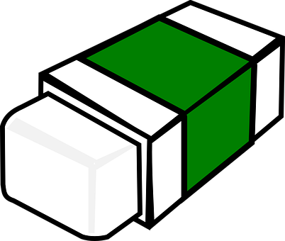 Eraser Rubber Green Undo Office School Ske - Eraser Clip Art (600x507)