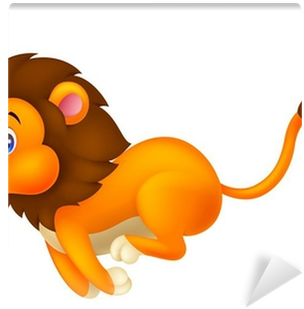 Fotomural León Lindo De Dibujos Animados Corriendo - Drawing (400x400)