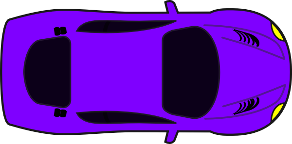 Car Top View Clipart Simplepurplecartopview - Cartoon Car Top View (600x297)