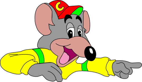 Here A Pointing Chuck - Chuck E Cheese Sign (540x312)