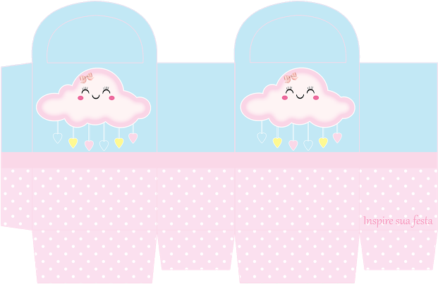 Rain Of Blessings In Pink And Light Blue Free Printable - Caixinha Unicornio Para Imprimir (640x452)