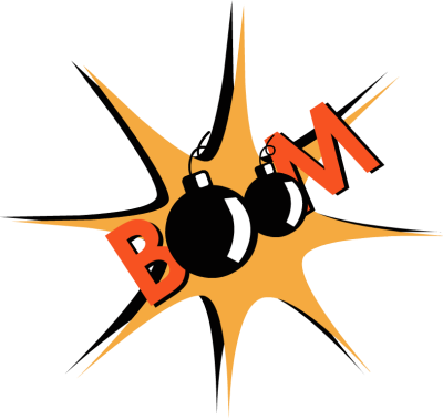 Cartoon Explosion Boom Black And White Download - Clip Art Boom Png (400x378)
