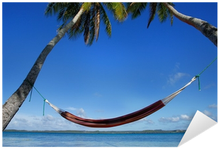 Vinilo Pixerstick Colorida Hamaca Entre Palmeras, Isla - Hammock (400x400)