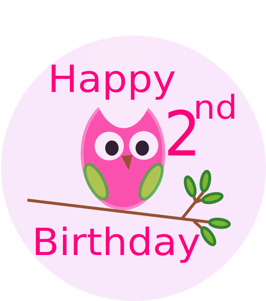 2nd Birthday Pink Tiara Keira Clip Art At Clker - Happy 2nd Birthday Owl (528x596)