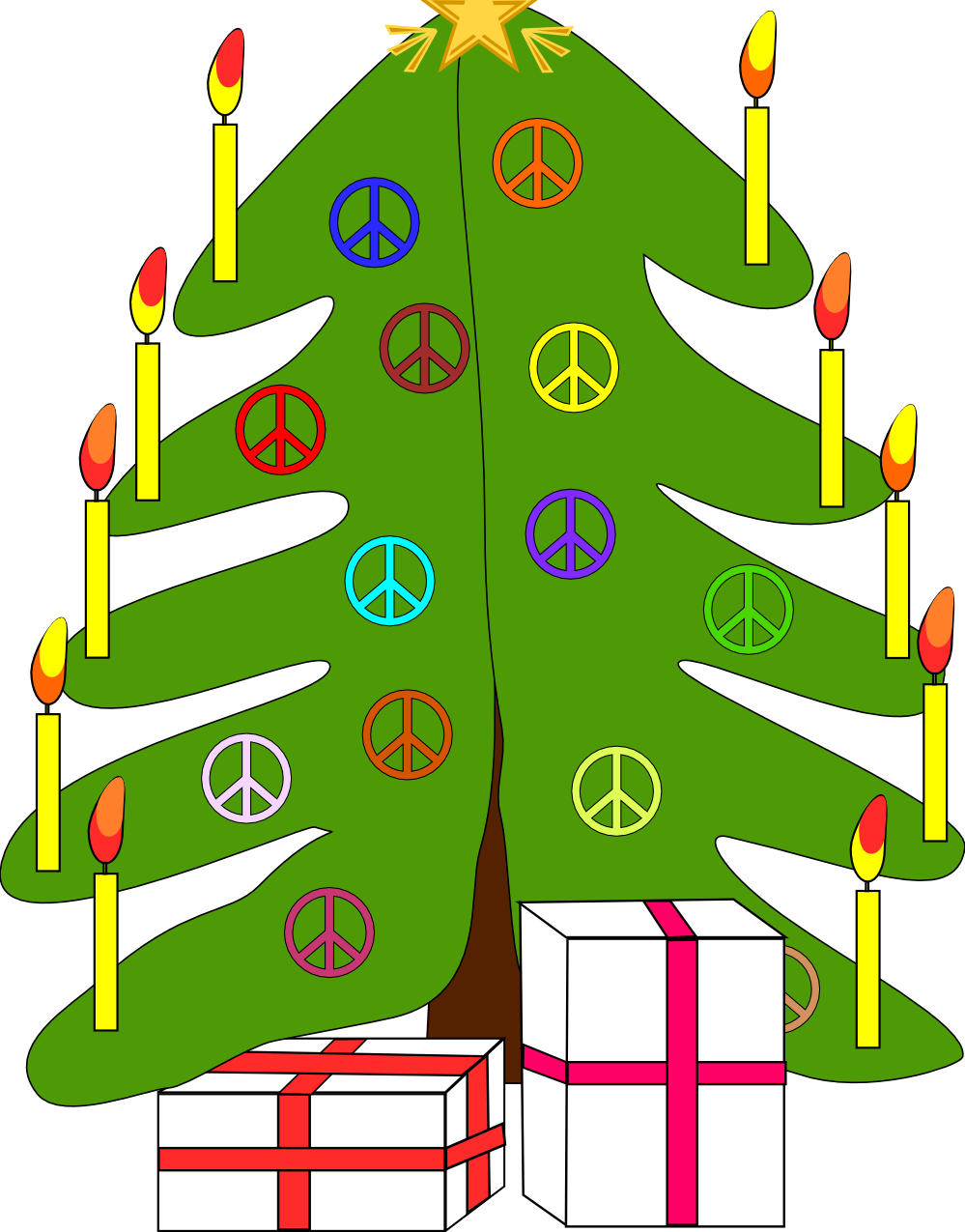 Xmas Christmas Tree 7 Peace Symbol Sign Coloring Book - Christmas Tree Throw Blanket (999x1275)