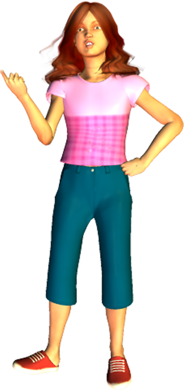Katie Making A Point Poser Clipart - Clip Art (378x800)