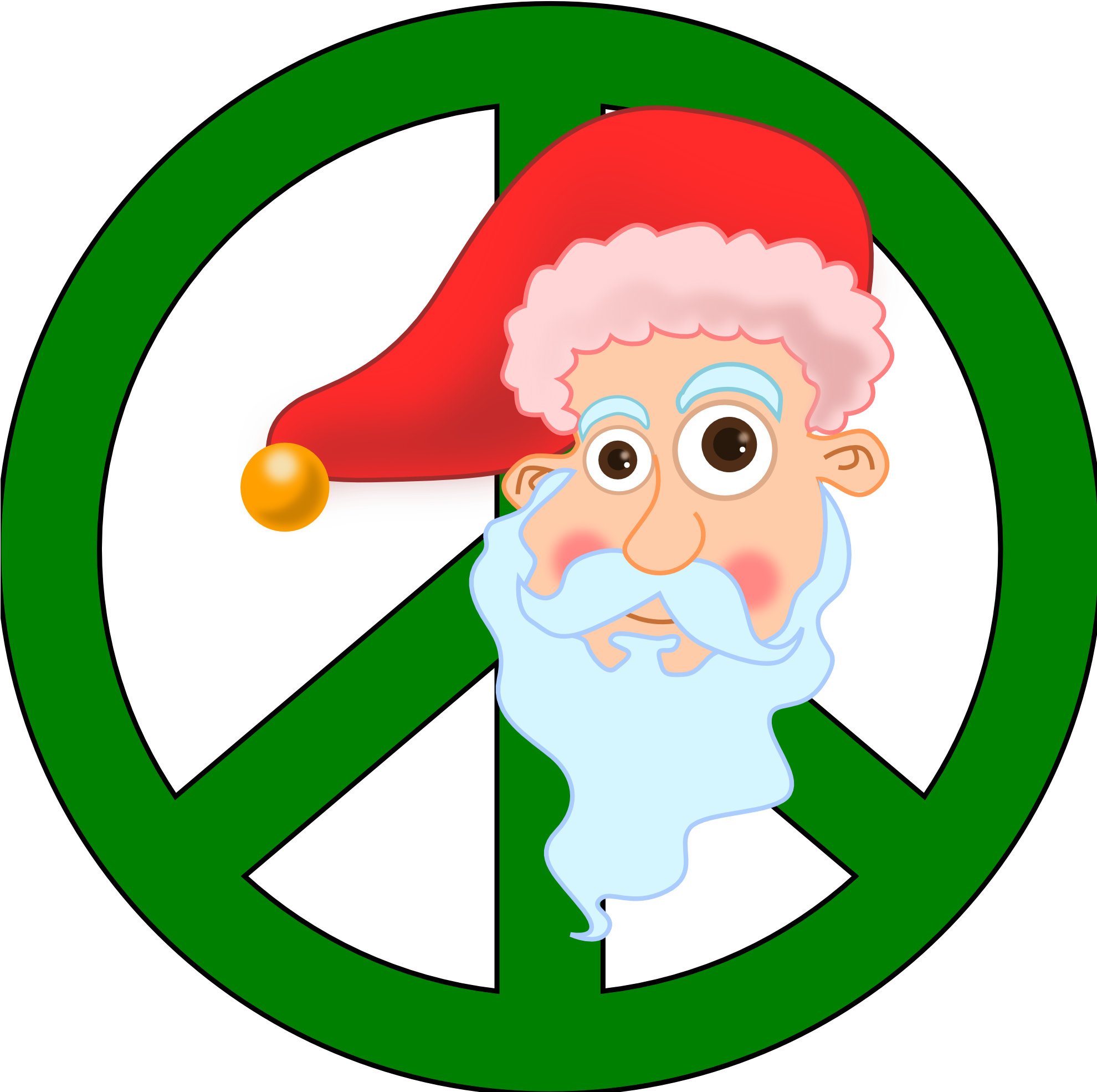 Santa Head Christmas Xmas Peace Symbol Sign Coloring - Santa Claus (1979x1979)