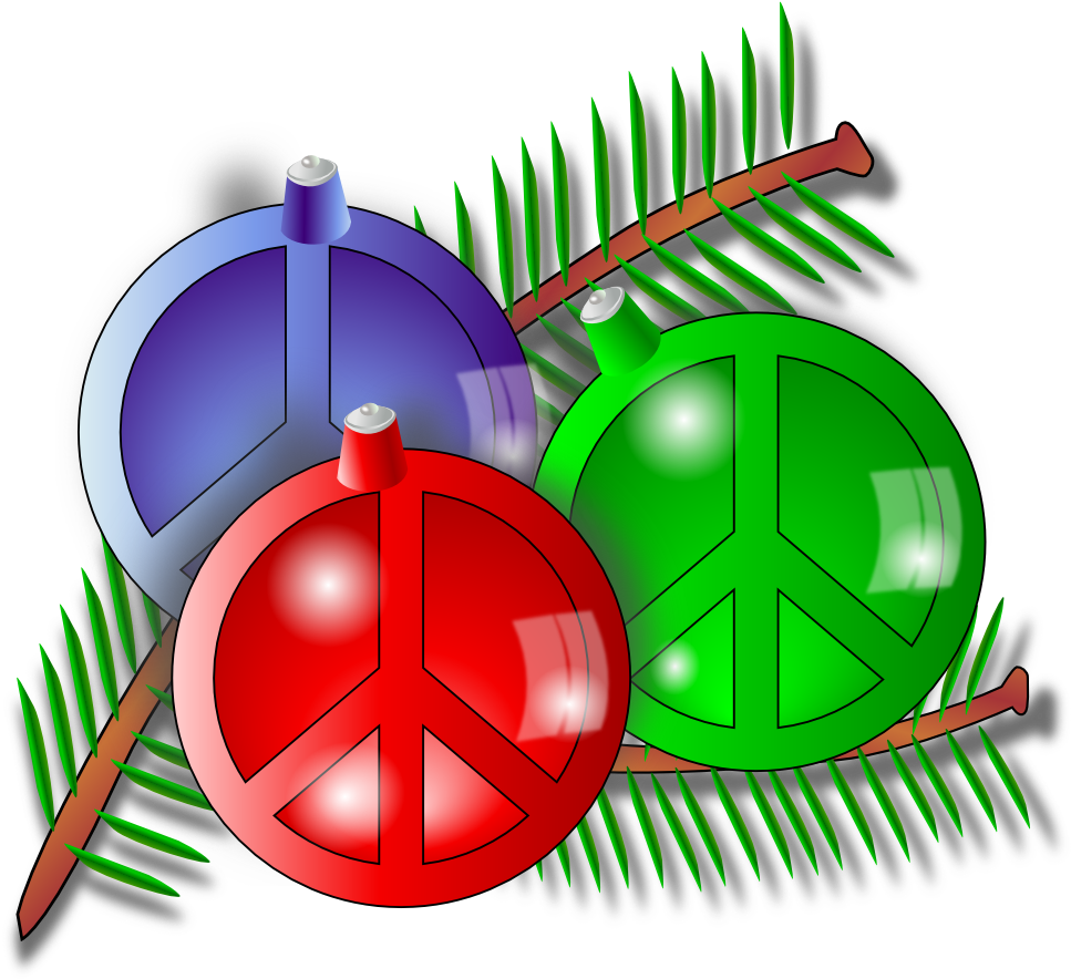 Xmas Globe Christmas Holiday Peace Symbol Sign Coloring - Peace Sign With Christmas (3333x3296)