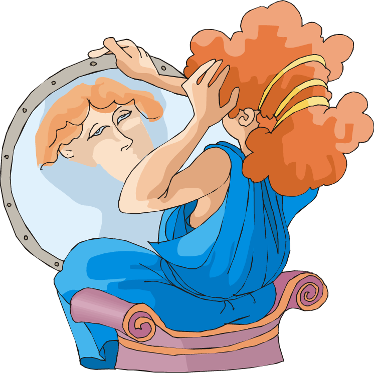 Female Looking In A Mirror Image From Www - Cartoon (750x745)