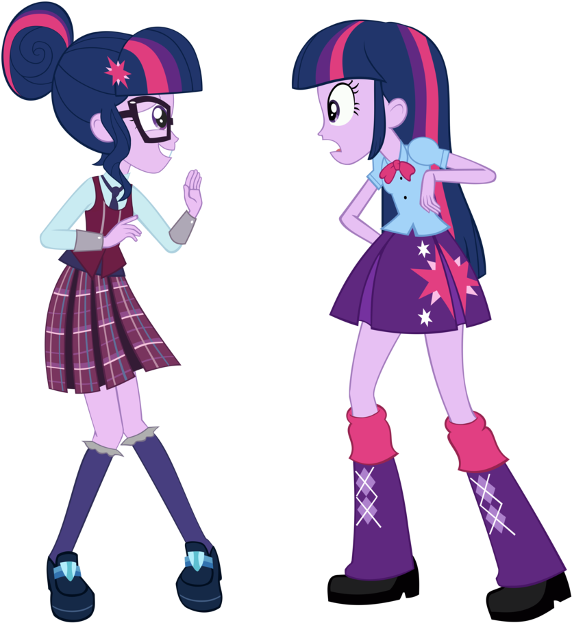 Twilight Meets Twilight Vectors By Greenmachine987 - Mlp Sci Twi Equestria Girls (872x916)