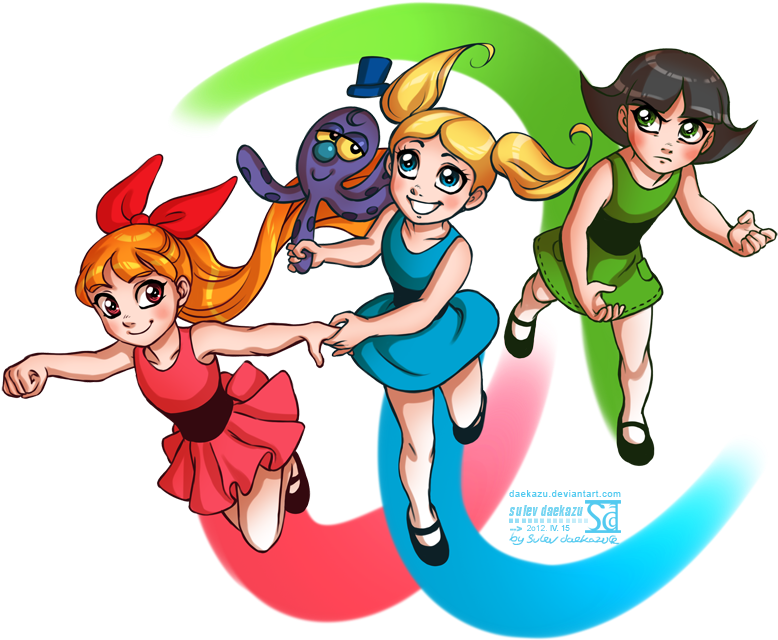 Powerpuff Girls By Daekazu - Power Puff Girls In Human Form (900x747)