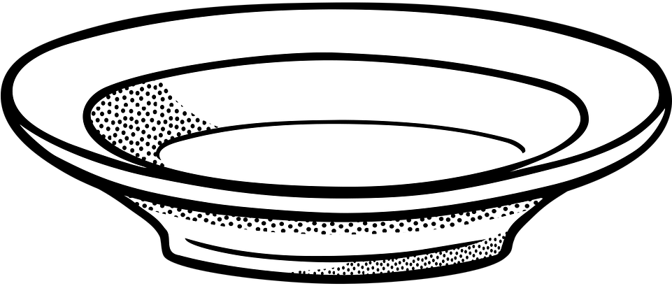 Dish Black And White Clipart (960x480)