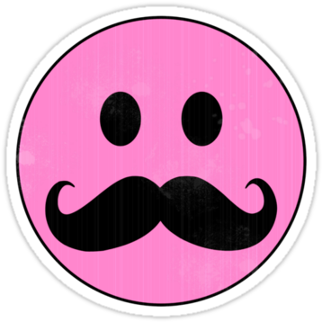 Smiley Clipart Pink - Pink Smiley Face With Mustache (375x360)