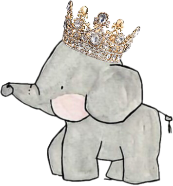 Elephant Crown Queen Princess Babyelephant Elephantfami - Baby Elephant With Crown (355x382)