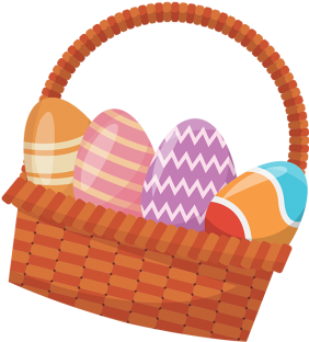 Easter Basket With Colorful Eggs, Easter Eggs - Conejos De Pascua Png (360x360)