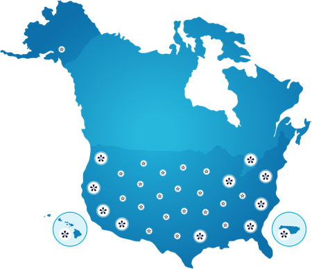 Quench Services Customers Coast To Coast - North America Silhouette Clip Art (450x389)