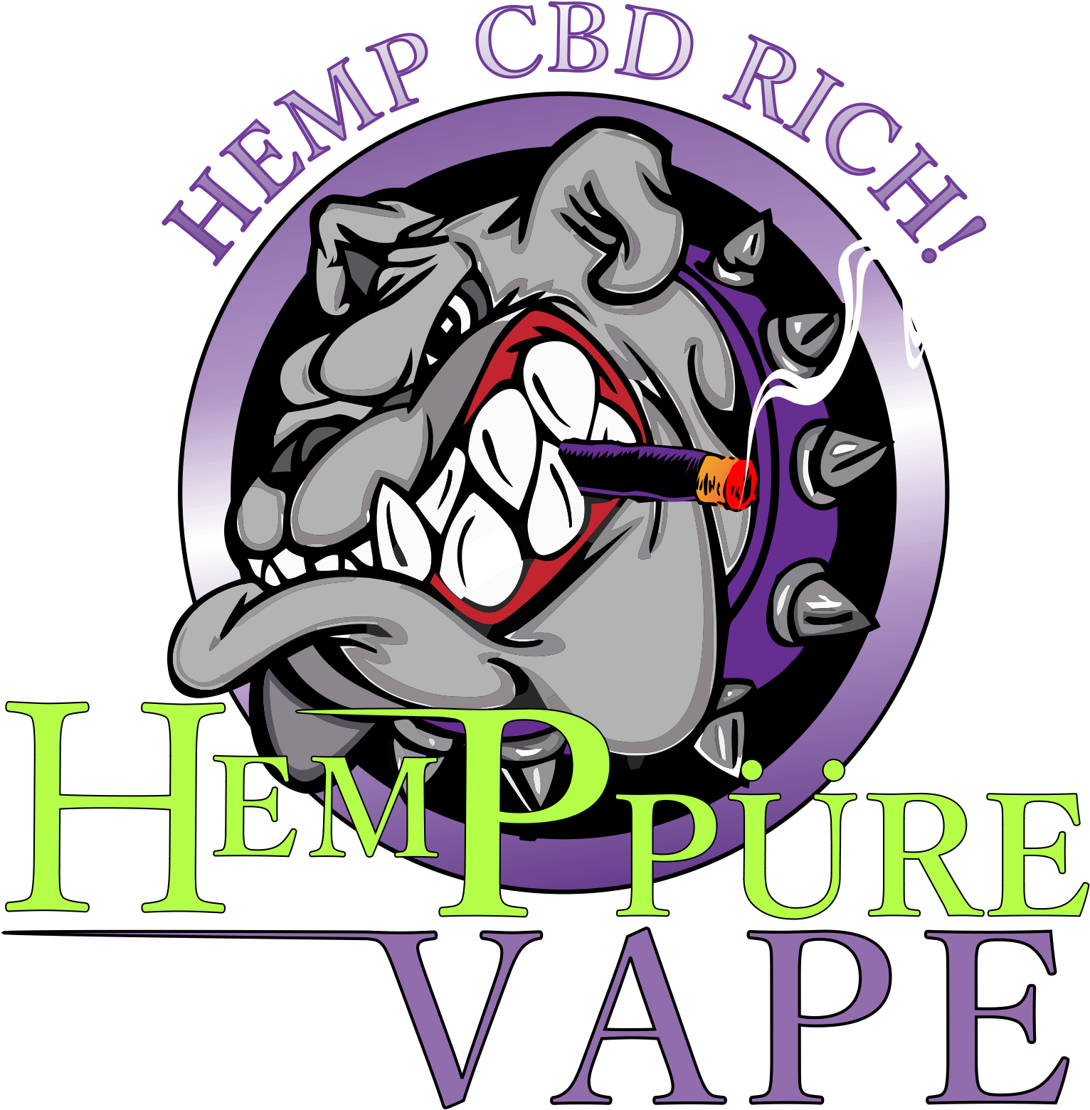 Great Tasting Hemp Cbd Eliquid, Hemp Pure Vape Is Infused - Vinyl Stickers Decals Angry Bulldog Garage Home Window (1750x1750)