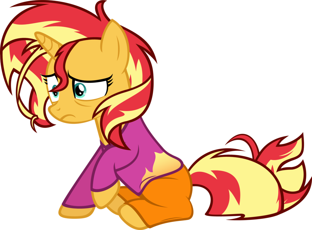 Sunset's Rough Morning By Zacatron94 - Sunset Shimmer Pony Sad (1041x767)