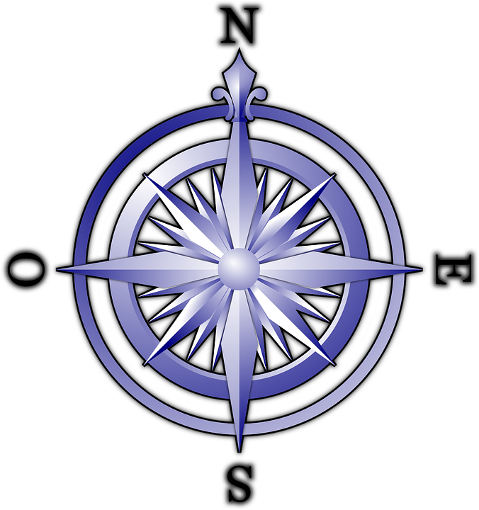 Compass, Wind Rose, Compass Rose, North, East, South - Brujula Rosa Delos Vientos (676x720)