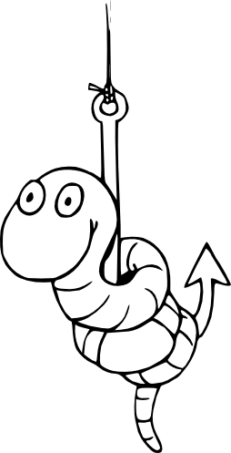 Worm On Hook Digi Stamp Freebie - Worm On A Hook (254x497)