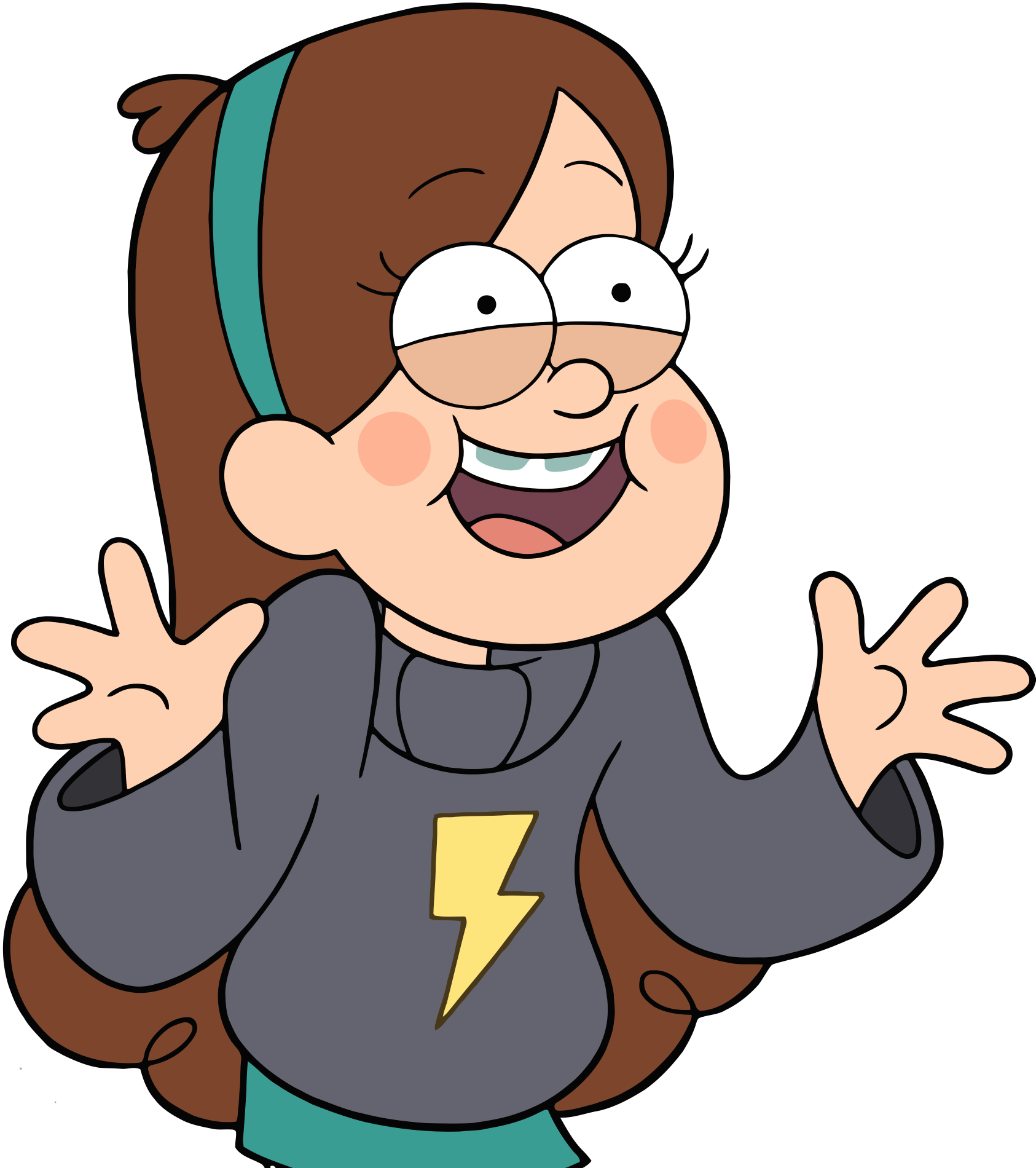 S1e7 Mabel Lightning Bolt Sweater Arms Waving - Mabel Pines Black Sweater (1686x1900)