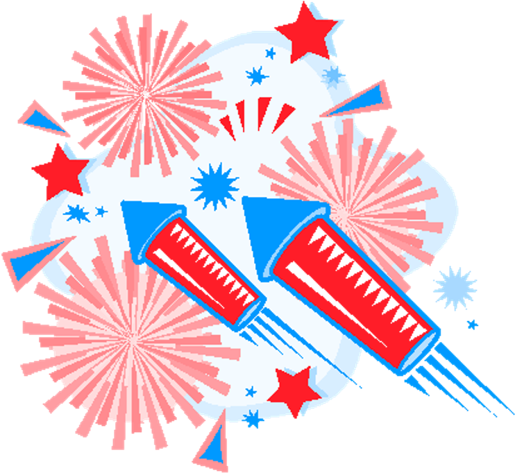 Precious 4th July Fireworks Clipart Wishing Pic - 4th Of July Rockets (750x685)