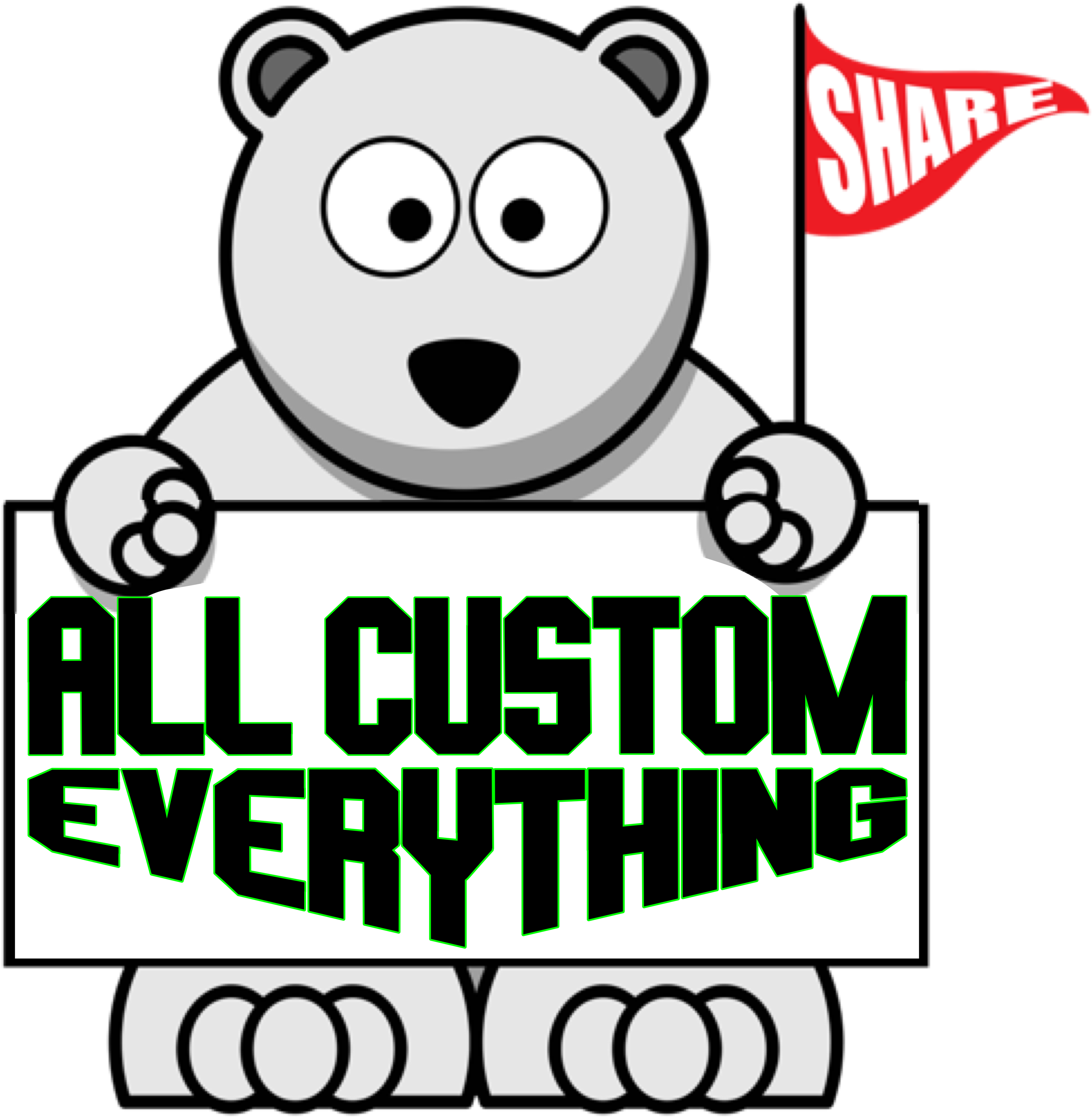 Custom Cartoon Polar Bear Shower Curtain (3600x3600)