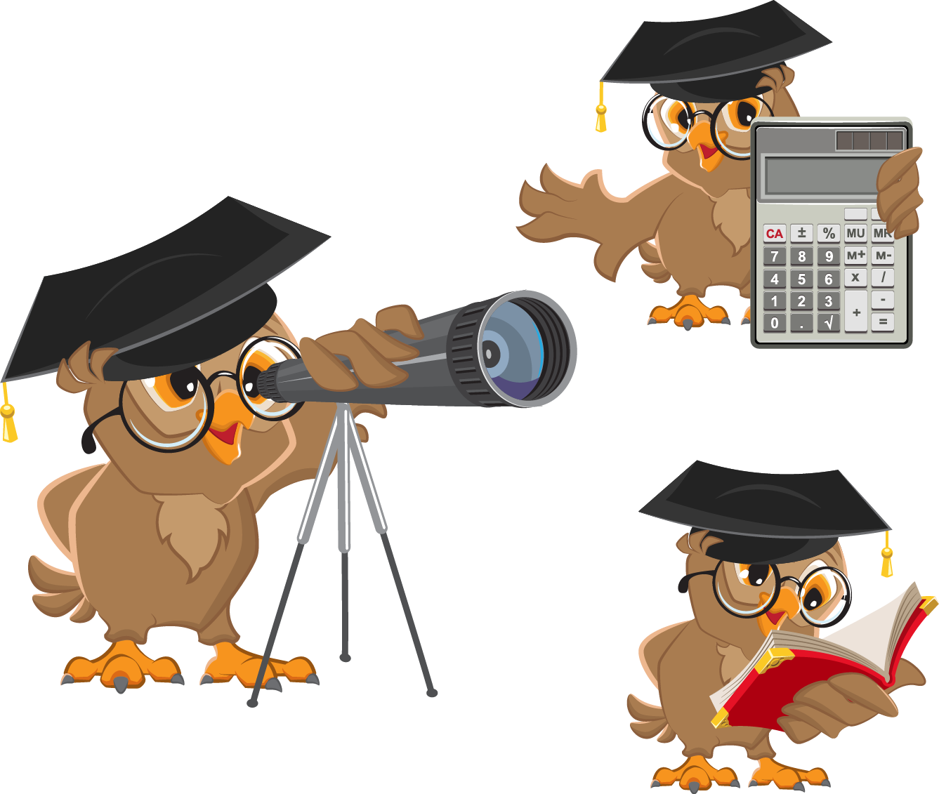 Astronomer Cartoon Clip Art - Owl Teacher Clipart (1337x1131)