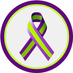 A Migraine That Looks Like A Stroke - Green And Violet Cancer Ribbon (350x350)
