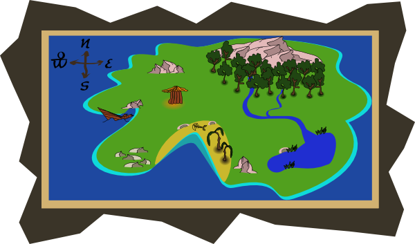 Mapa Clipart - Clip Art Map Of Island (600x353)