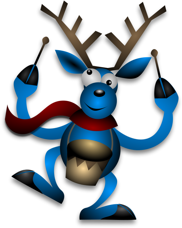 Free Dancing Reindeer 2 - Blue Reindeer (638x800)