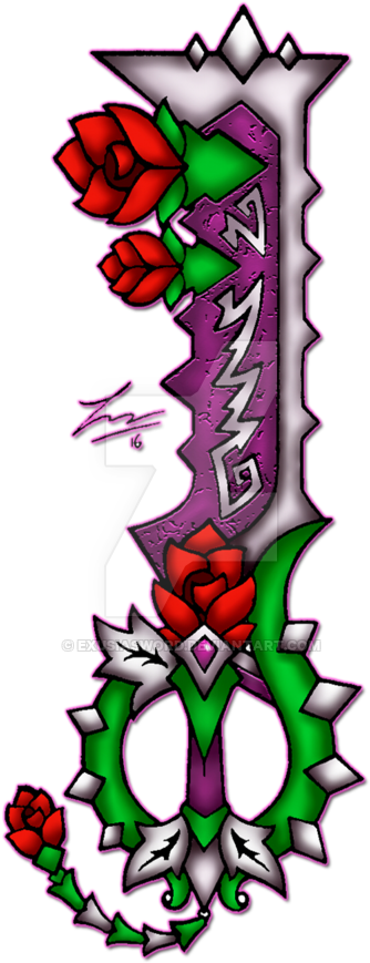 Savage Rose By Exusiasword - Beauty And The Beast Keyblade (400x875)