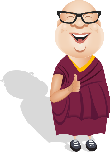 We Came Up With A Jovial, Geeky, Calm Monk As A Moscot - Cartoon (353x485)