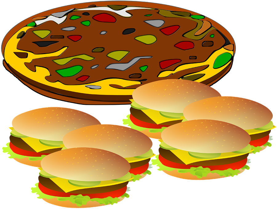 Veggie Tray Cliparts 28, - Burgers And Pizza Clip Art (960x681)
