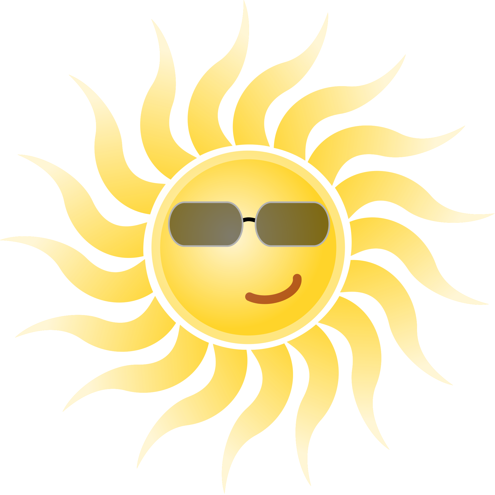 Smiling Sun Clipart 15, - Sun With Glasses Png (2000x2000)