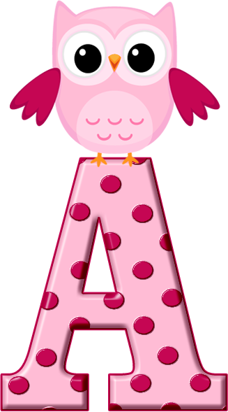 Alphabet, Png, Fondant, Letters, Owls, School, Nice, - Coruja Rosa E Azul (327x589)