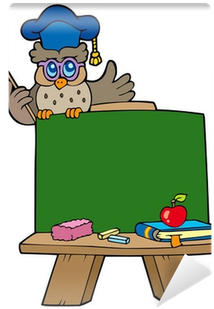 School Chalkboard With Owl Teacher Wall Mural • Pixers® - Školní Tabule (400x400)