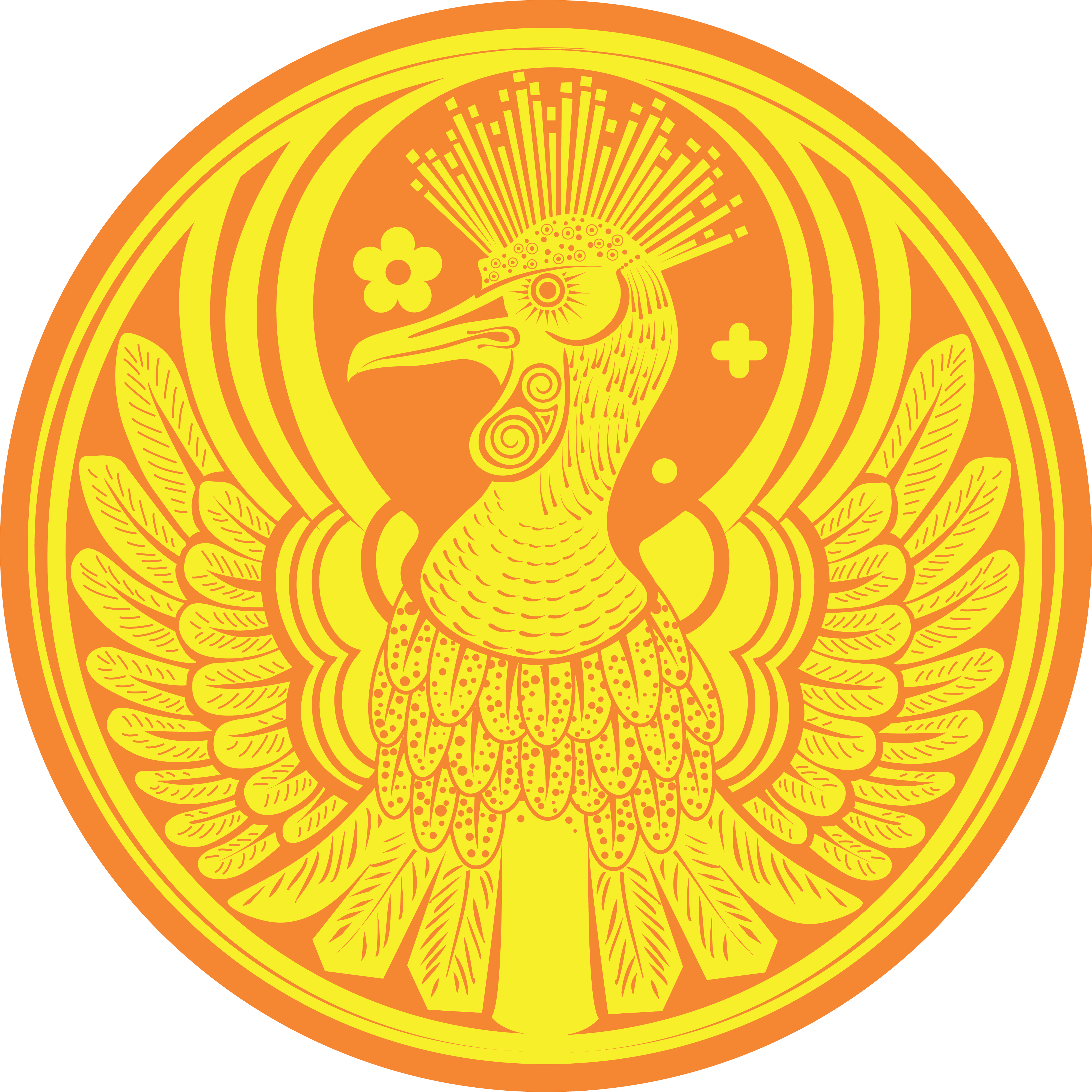 Free Clipart Of A Phoenix Bird - Ancient Phoenix Coin Round Ornament (4000x4000)