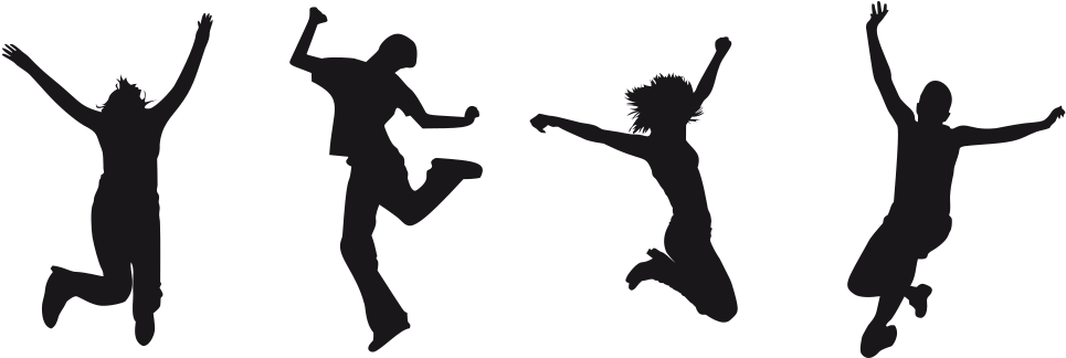 Joy Jumping Silhouette - Jumping For Joy Clipart (1013x340)