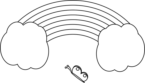 Black And White Rainbow And Butterfly Clip Art - Butterfly Clip Art Black And White (550x315)