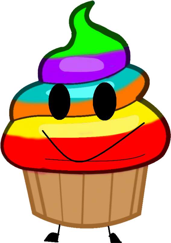 Rainbow Cupcake Pose - Bfdi Cupcake (810x830)