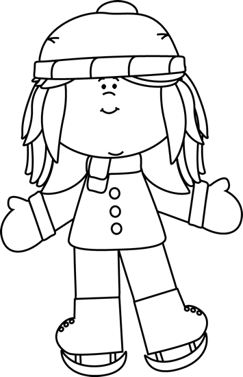 Black And White Girl Ice Skating Clip Art Skating Clipart - Ice Skating Clipart Black And White (355x550)